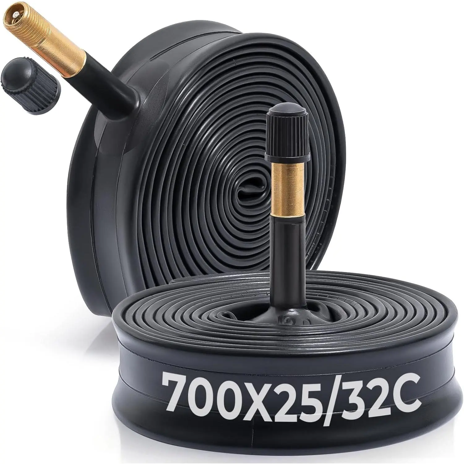 2 PCS Premium 700x25C/28C/30C/32C Bike Tubes, Compatible for 700x25C to 700x32C Bike Tire, with AV48mm Schrader Valve, Butyl Rubber, Used for Mountain, Cruiser, City and Road Bikes