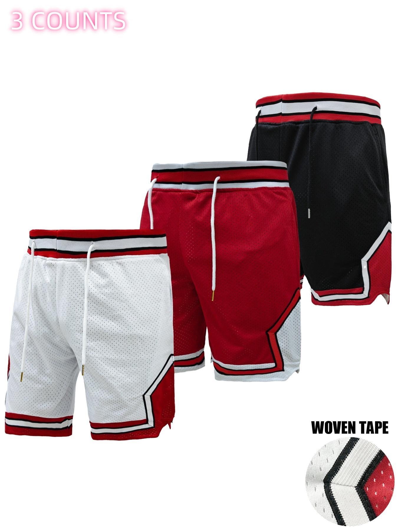 Men's Letter & Figure Print Drawstring Waist Gym Shorts, Casual Breathable Hollow Out Straight Leg Shorts for Daily Wear, Men's Bottoms for All Seasons