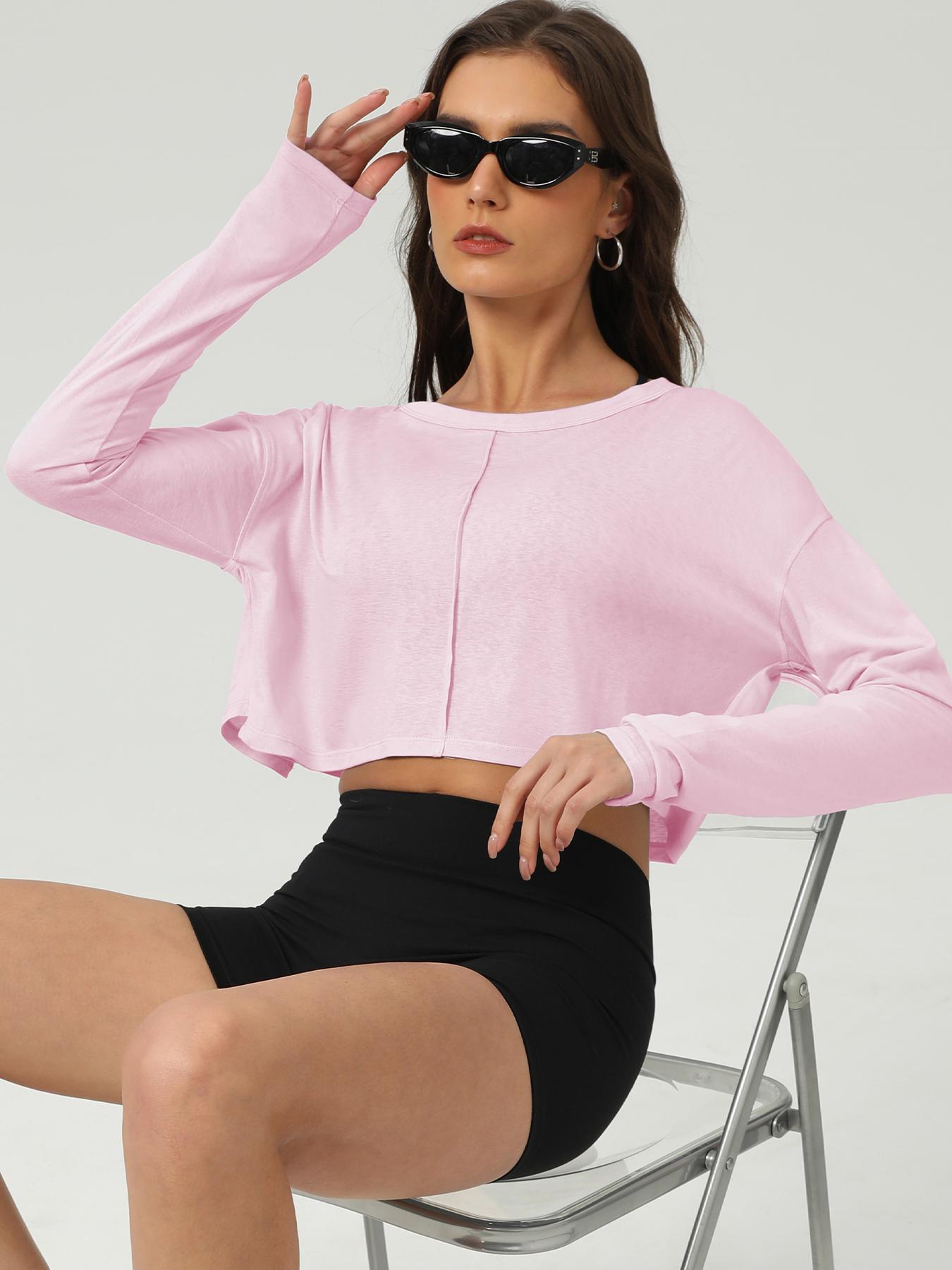 1 Piece Women's Long Sleeve Sports T-shirt, Skin-friendly and Comfortable Cross Back Short Long Sleeve Vest, Suitable for Gym and Casual Wear