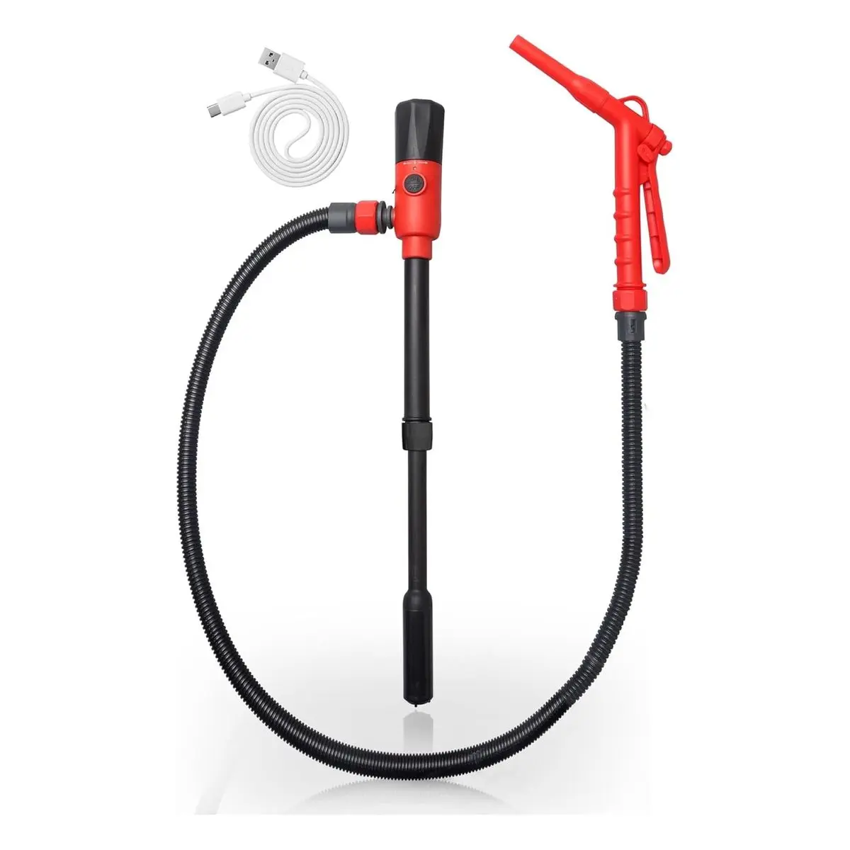 2025 Upgraded Leak-proof Portable Battery-powered Fuel Transfer Pump, 2.8GPM Flow, USB Type-C Interface, Adjustable Intake Pipe, Longer 51"-Discharge Hose, Hand Control Nozzle for Gas Cans, Generators, Lawn Mowers