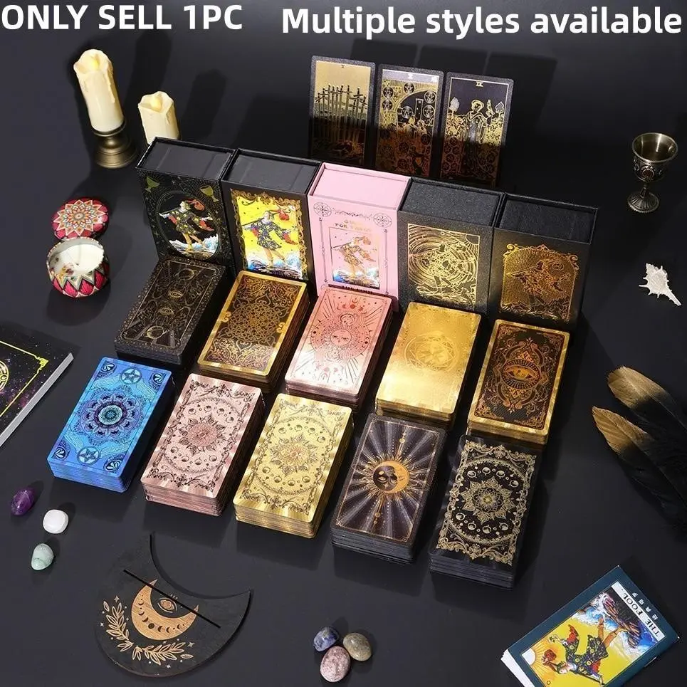 Gold Foil Tarot Cards, High-Quality Pet Rider-Waite Tarot Deck, Beginner & Collector Guide, Mystery Fortune-Telling Game, Christmas & Party Gift, Tarot Card Set