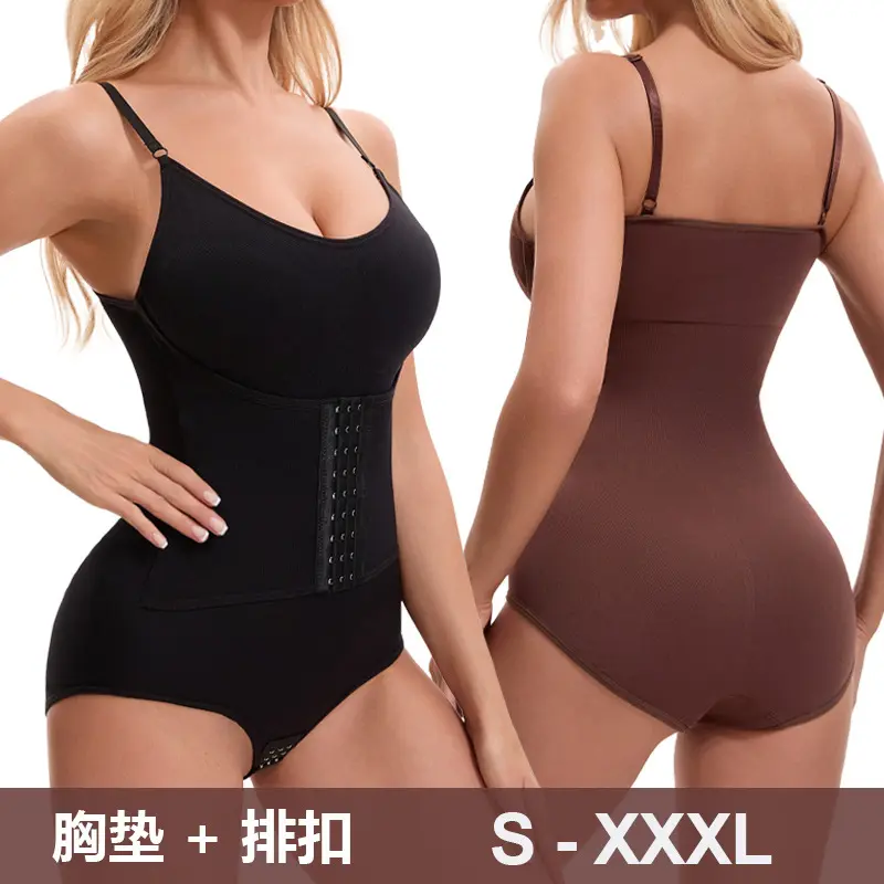 Women's Snap Buckle Shaping Bodysuit With Chest Pads Adjustable Straps Push Up Breast Support Tummy Control Butt Lifting Slimming Shapewear Underwear Daily Wear