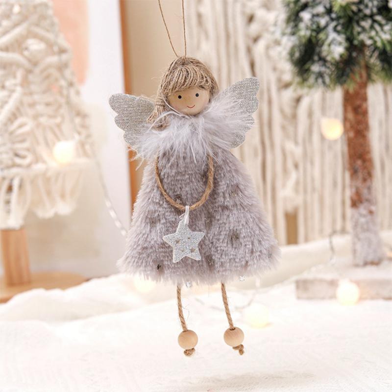 Angel Girls Christmas Decorations Pentagram Skirt Angel Pendants Cute Creative Plush Doll Xmas Tree Ornaments Fabric Art Gifts