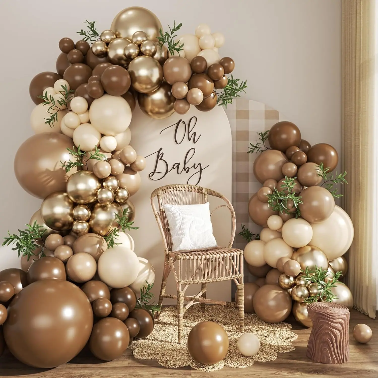 Brown Balloon Arch Kit, 124Pcs Brown Nude Beige Gold Balloons for Bear Shower Coffee Themed Birthday Party Wedding Bridal Shower Engagement Party Decorations