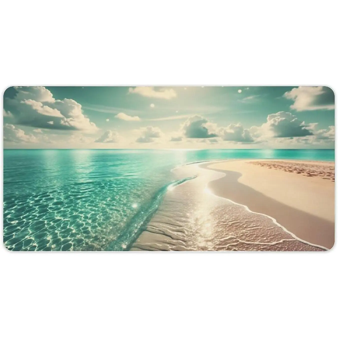 Turquoise Ocean Beach Turquoise Sky Stitchless Mouse Pad,Anti-Slip Rubber Desk Mat with Rubber Base for Office Gaming Computer Accessories