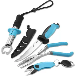 Fishing Tools Kit- Fishing Plier, Fish Lip Gripper, Multifunctional Fishing Hook Remover With Lanyards Sheath, Saltwater Resistant Fishing Accessories & Equipment, Fishing Gifts For Men