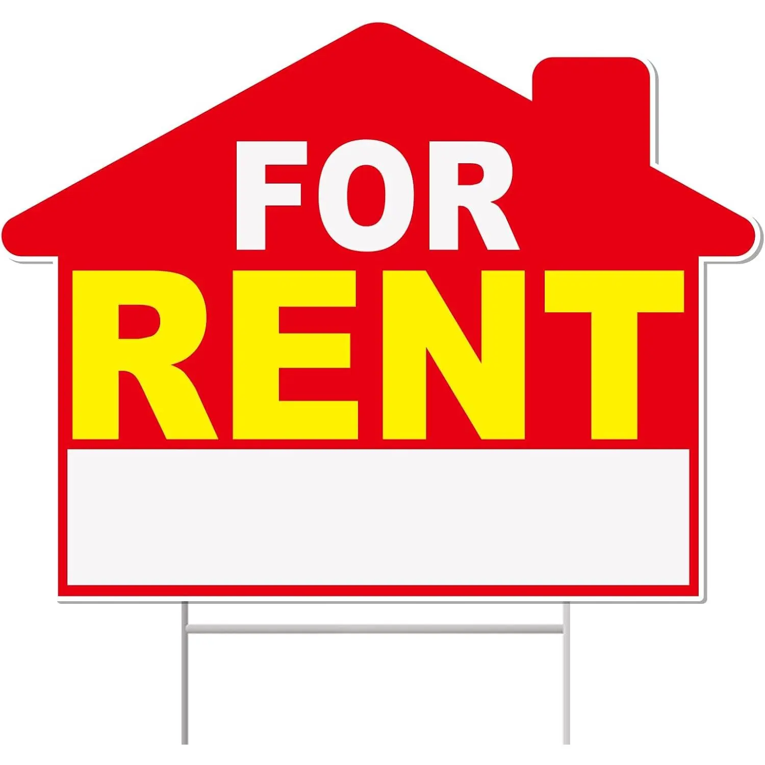 For Rent Sign with Stakes, 1-Pack 17x13 Double-Sided Corrugated Plastic Yard Sign for , Includes H-Metal Stakes & Marker - For Rental,  by Owner, Yard