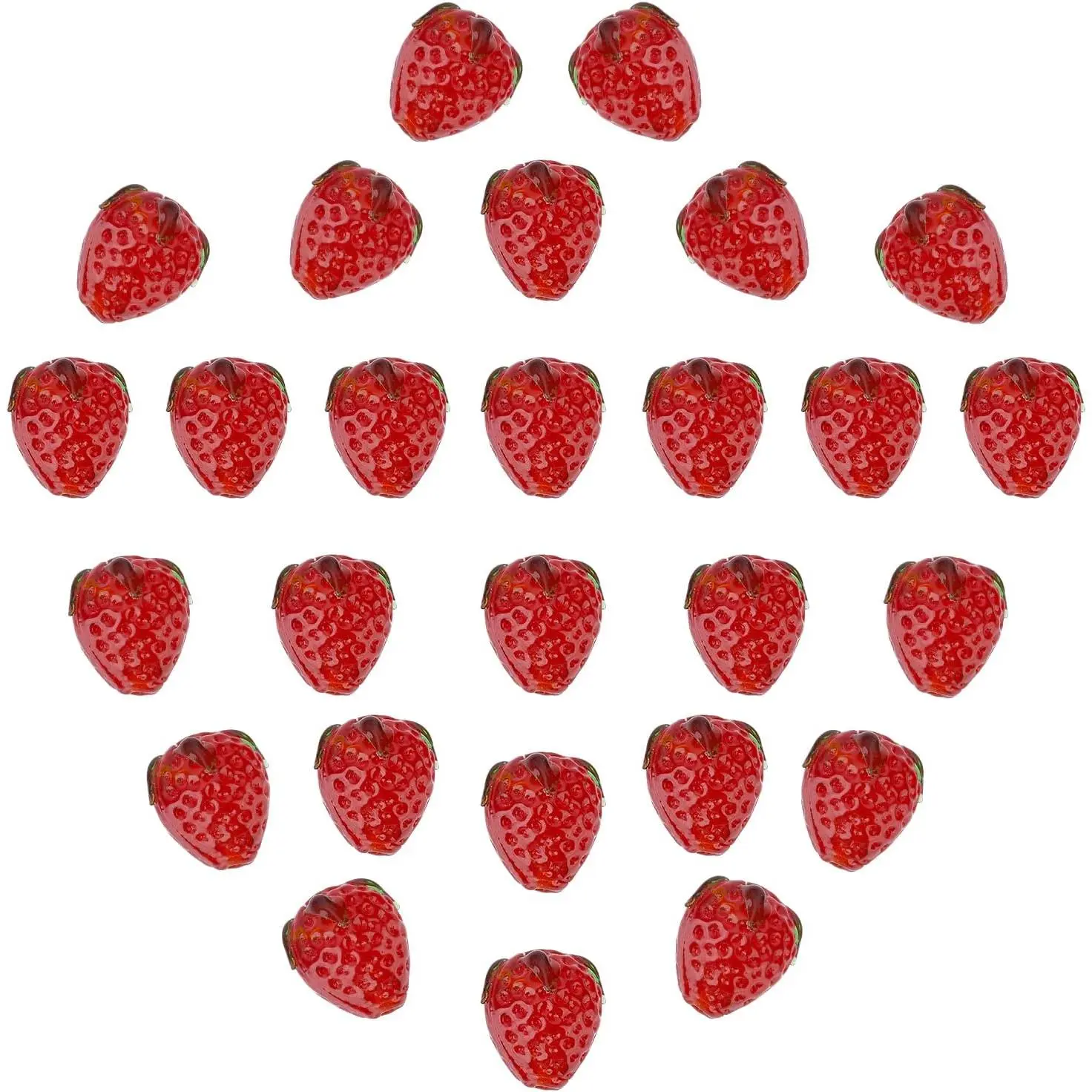 30 count Strawberry Beads,  Fruit Beads Lampwork Glass Beads Spacer Loose Beads Red Imitation Strawberry Pendants for Spring Summer Bracelets Necklace Earring Christmas  Making