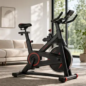 ARCH Indoor Exercise Bike Stationary Cycling Bike with Monitor Adjustable Resistance Comfortable Padded Seat Multi-Directional Handlebars Stable Steel Frame Belt Drive Quiet Portable Home Fitness Workout Cycle Black+Red, Black+Blue/Black+Red Color
