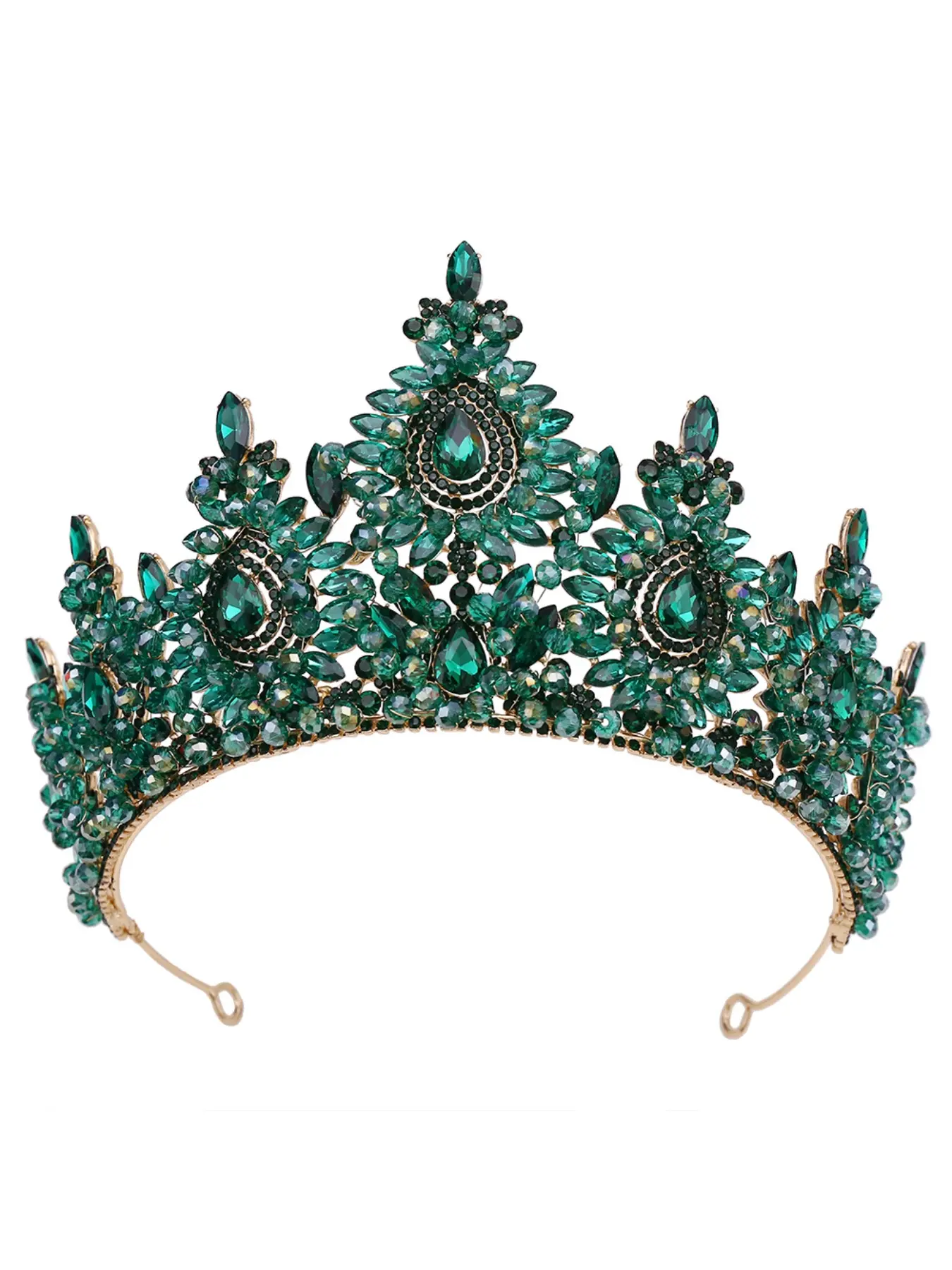 Handmade Beaded Bride's Royal Crown Headpiece, European & American Oversized Alloy Electroplated Wedding Tiara Hair Accessory, Bridal Hair Accessories, Hair Crowns