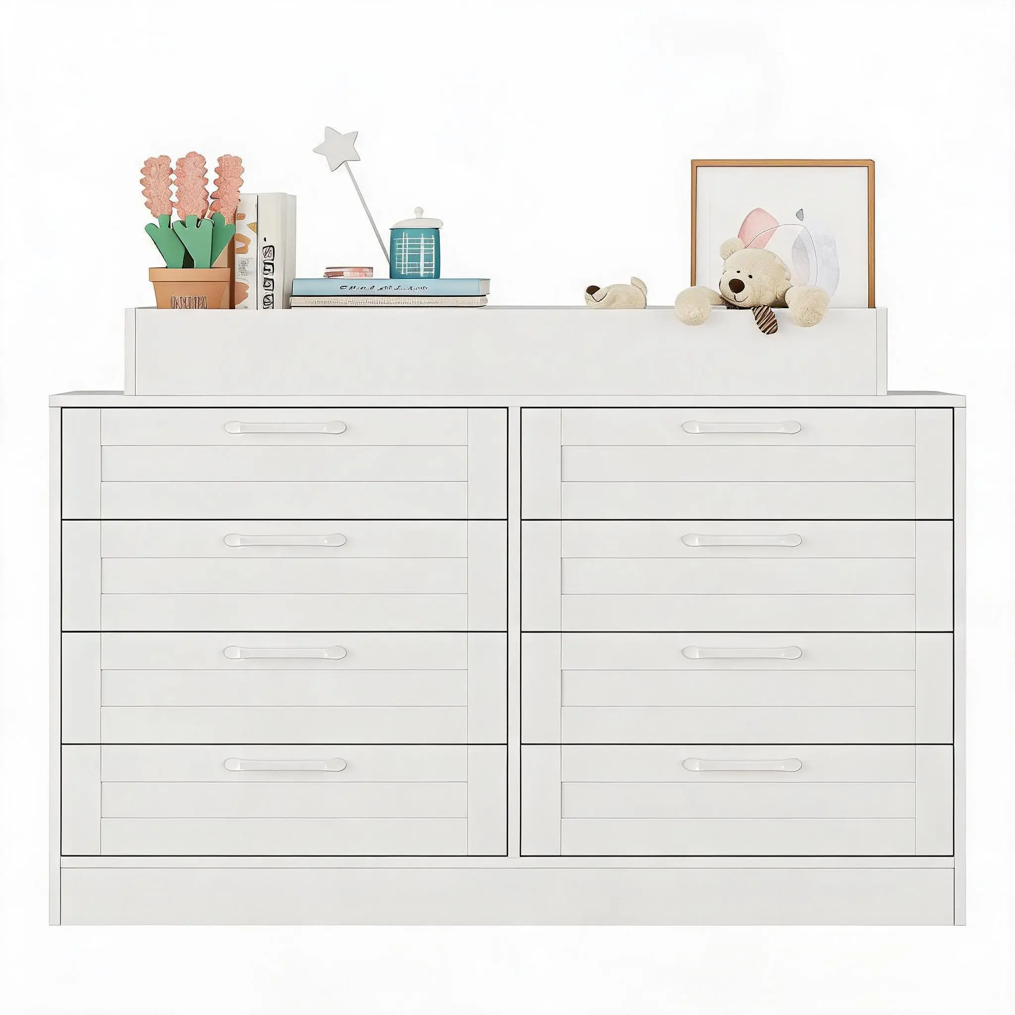 Modern 8 Drawer Dresser for Bedroom – Spacious Wood Chest – Multi-Drawer Organizer – Ideal for Nursery, Living Room, Hallway, Closet