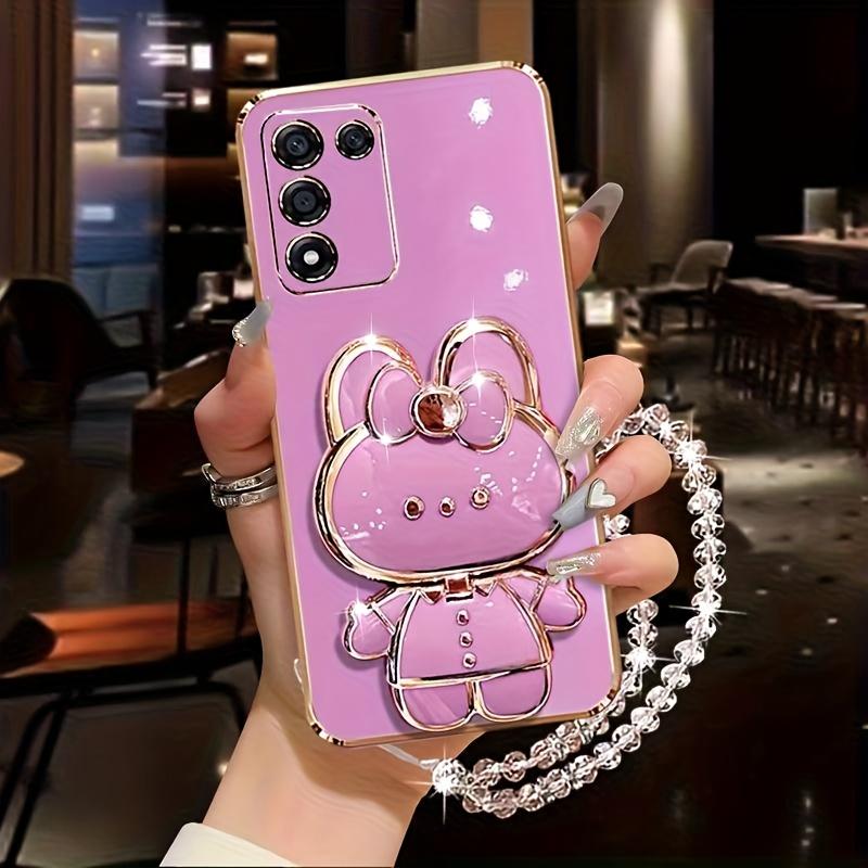 New rabbit-shaped adhesive phone stand with makeup mirror is suitable for iPhone, Samsung, Xiaomi phones, and various other phones. The rabbit phone case desktop stand is a hollow-out lazy stand