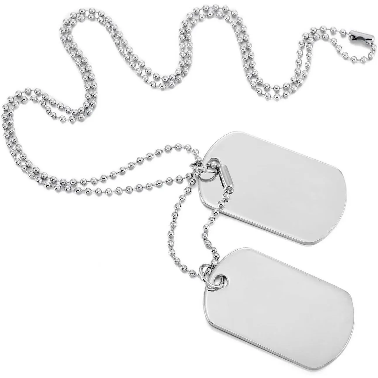 White Black  Tone 2 count Alloy Enamel Pendant Necklace Army Name Double  Tag
