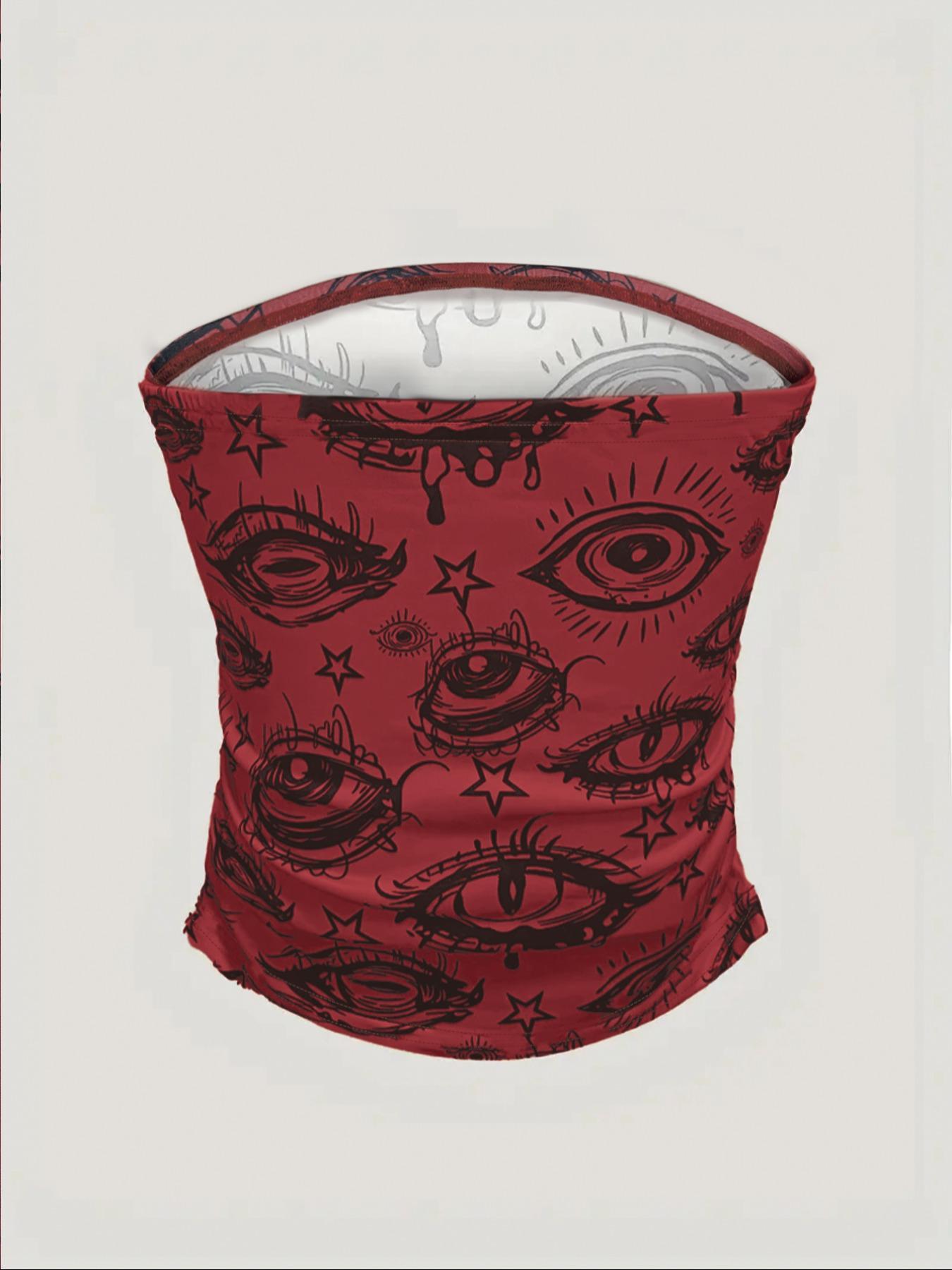 Women's Eye Print Tube Top, Fashion Casual Strapless Top for Daily Outdoor Wear, Ladies Clothes for Summer