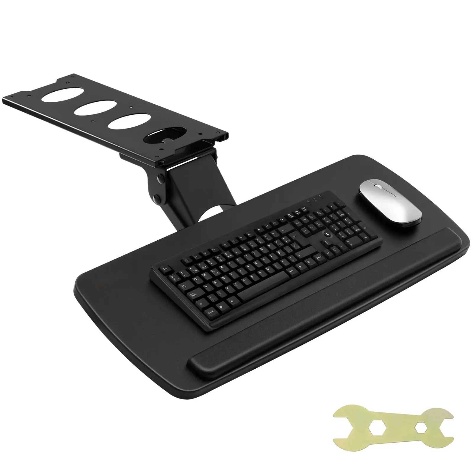 Under Desk Keyboard Tray With Adjustable Height And Angle, Slide Out Keyboard Tray For Home And Office, Large 25 X 9.8 Inches, Keyboard Holder For Typing, Ergonomic Workspace Accessory
