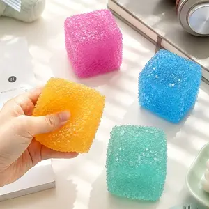 Mixed Fruit Slice Clear Square Squishy Toy, Transparent Summer Snack TPR ASMR Stress Relief Fidget