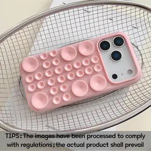 Suction Cup Phone Case, compatible with iPhone 13/14/15/16/17 Pro/Pro Max, features extra-large diameter for strong adhesion to smooth surfaces. Fashionable protective case with unique design for daily use, protective shell, Cover