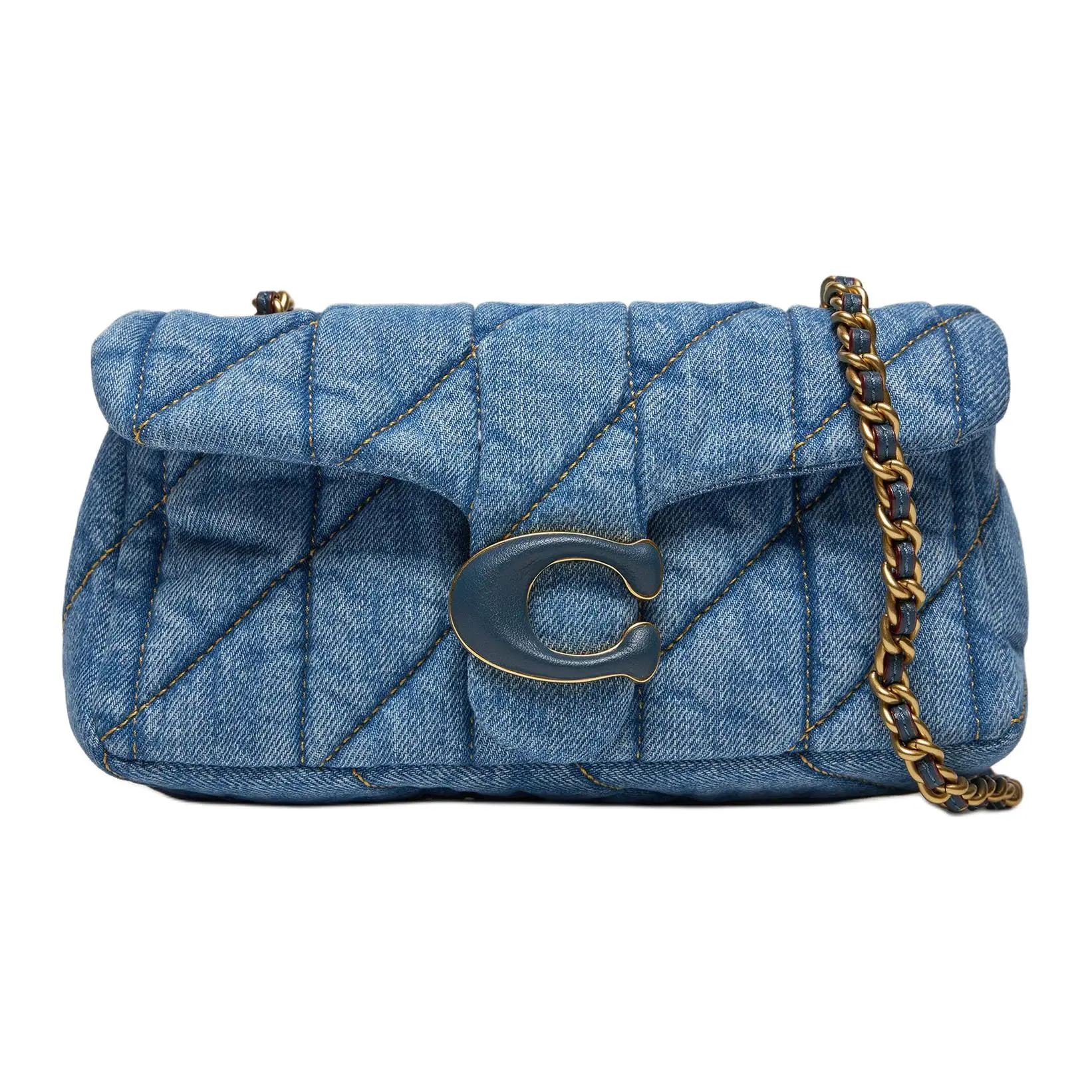 COACH Tabby Quilted Tiger Print Logo Crossbody Bag for Women, Small Size, Indigo Blue