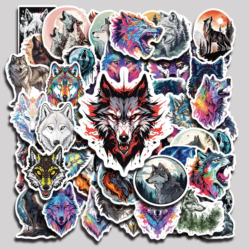 50PCS Wolf Aesthetic Vinyl Stickers Pack for Laptop Water Bottle Phone Case Skateboard Journal Scrapbook DIY Decoration