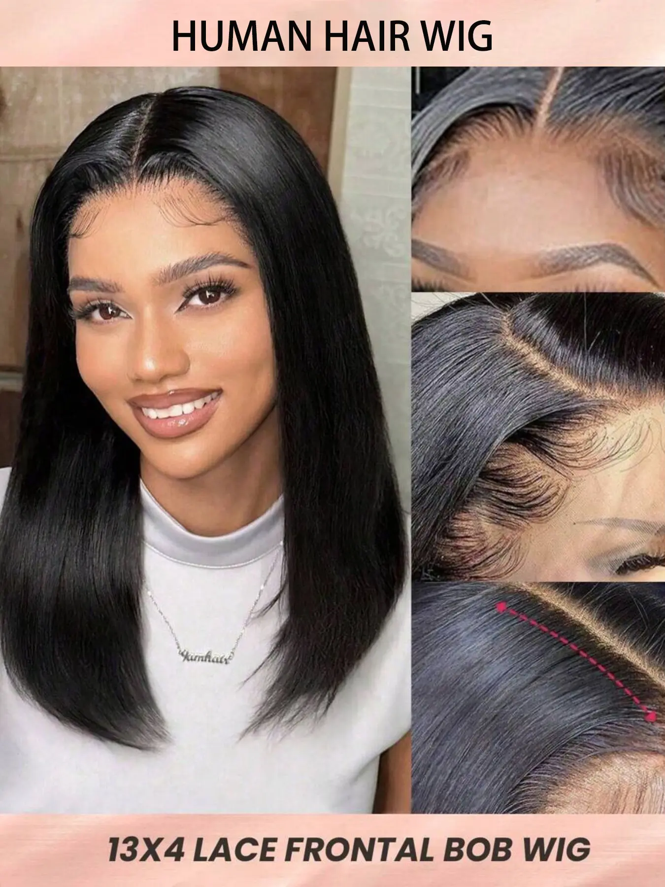 Bob Wig 13x4 Lace Front Wigs Human Hair Bone Straight Human Hair Wig Glueless Bob Wig Human Hair 13x4 HD Transparent Lace Frontal Wigs Brazilian Short Bob Human Hair Lace Frontal Wig With Baby Hair For Women Natural Color