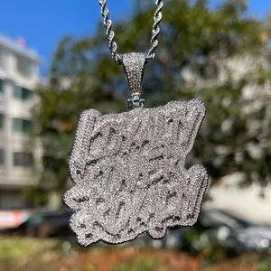 Bubble Letter New Iced Out Bling CZ Loyalty Over Royalty Pendant Necklace Cubic Synthetic Synthetic Zircon ​ ​   Two Tone Color Charm Men Hiphop Jewelry