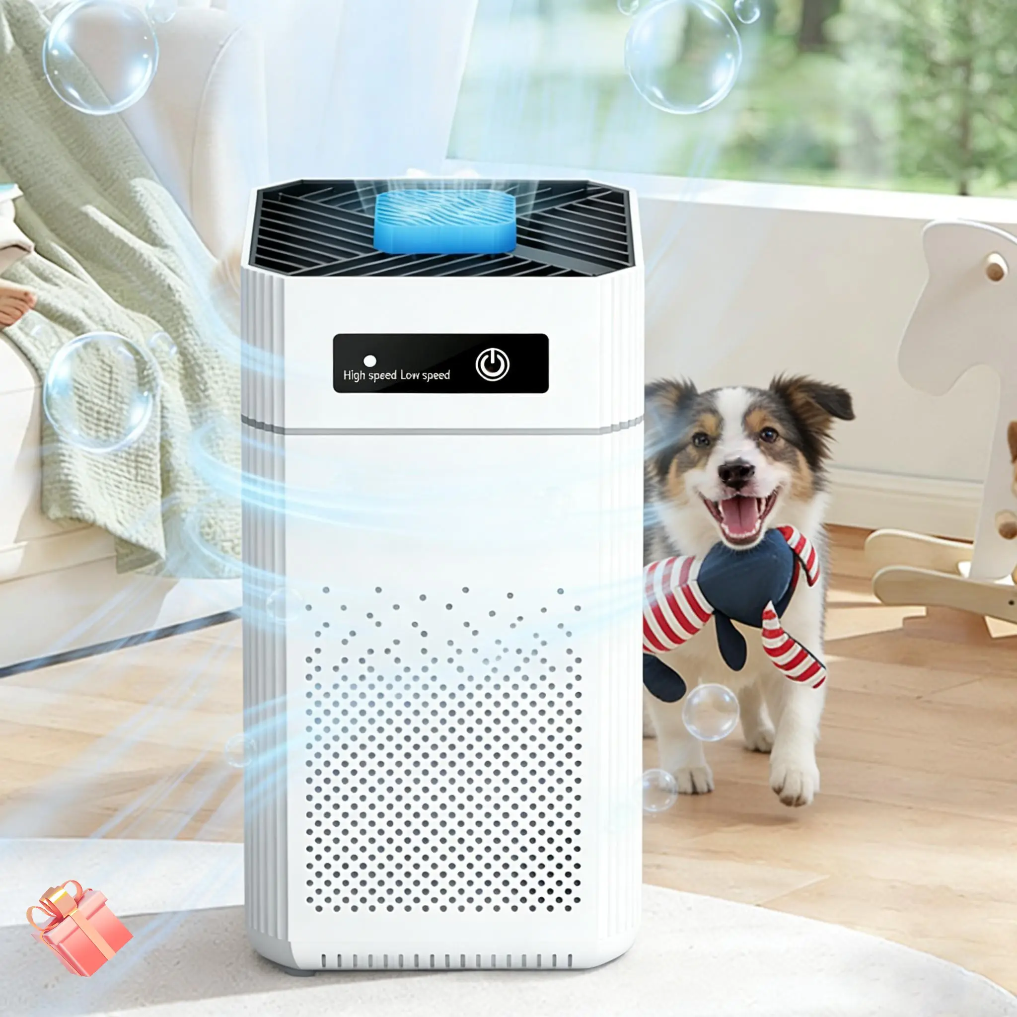 Portable Bedroom Hepa Air Purifier, 22db Silent Operation, 360° Air Intake, Sleep Mode, Triple Filtration, Blue Night Light, Pet Allergy Relief