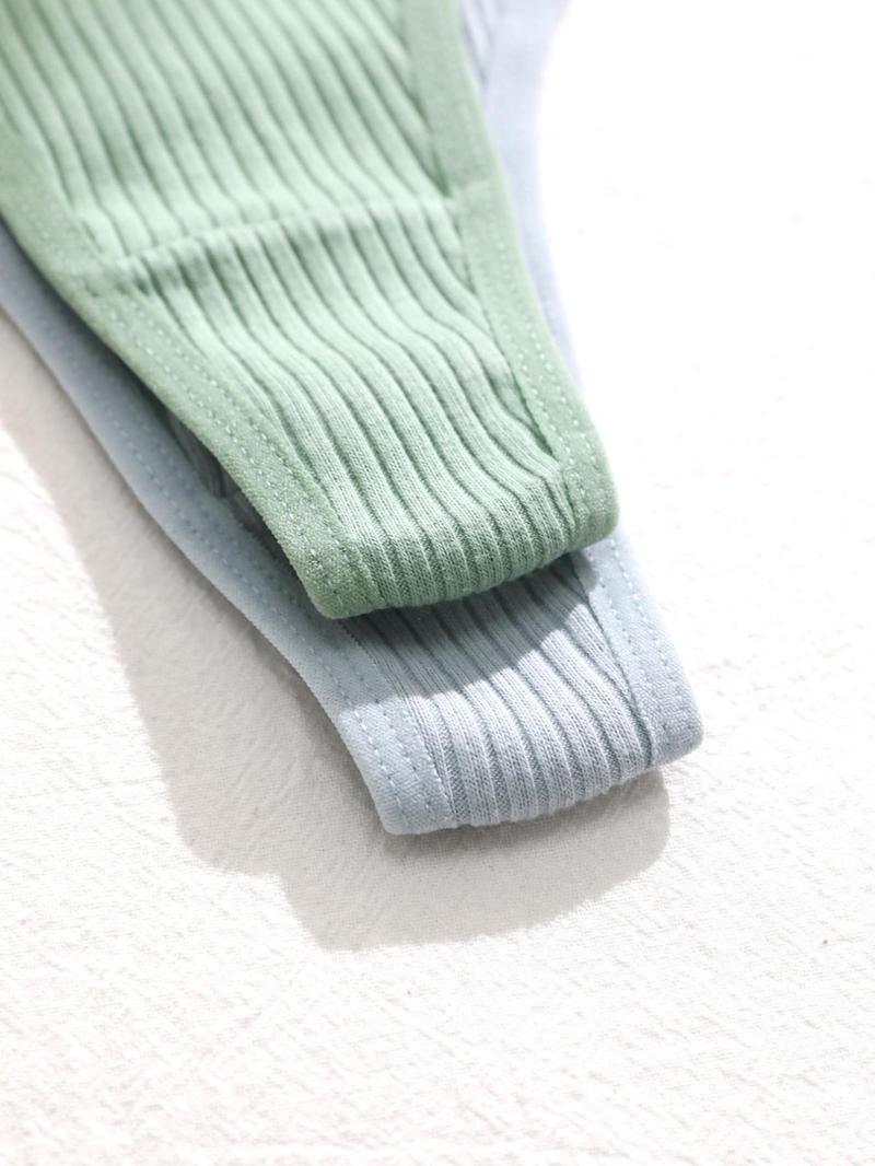 Women's Ribbed Letter Tape Thong, Soft Comfy Breathable Panty for Daily Wear, Underwear for All Seasons