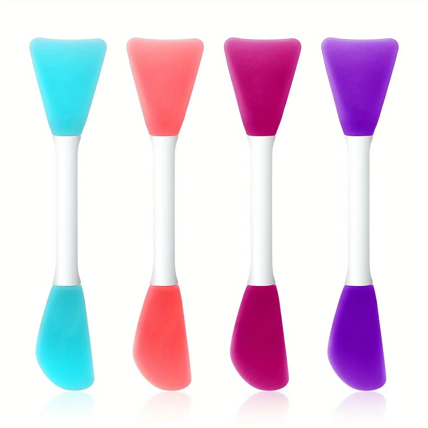 4Pcs Silicone Face Mask Applicator, Double End Mask Brushes for Facial Mud Mixing Spatula Soft Smooth Makeup Beauty Brush Tools for Apply Skincare Cream, Lotion, Gel, Cosmetic Foundation