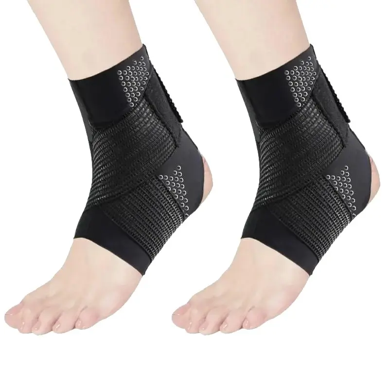 Ultra Thin Breathable Ankle Support Brace, Silicone Stabilizer Pads, Adjustable X Cross Compression, for Sprained Ankle, Men Women, S-Xxl