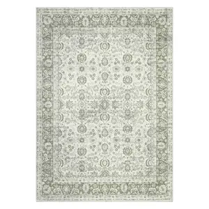 8x10 Washable Persian Area Rug, Distressed Maple Motif Faux Wool Carpet, Foldable Soft Polyester Rug for Living Room Bedroom Dining Room, Beige