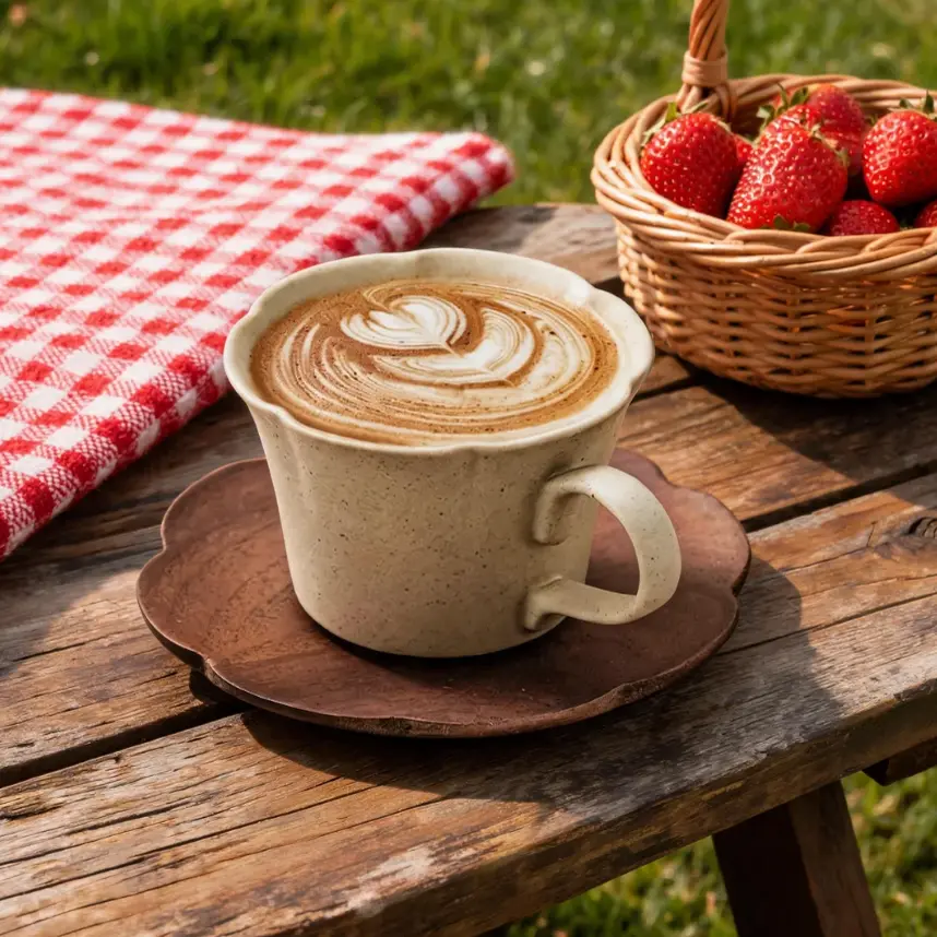 Matte Solid Ceramic Cup & Saucer Set - 200ml Retro Minimalist Espresso Mugs for Cappuccino/Latte, Wooden Saucer, Dishwasher Safe Cute Cups for Home Journaling/Reading, Women’s Gift (Mid-Year Sale Deal), Plain