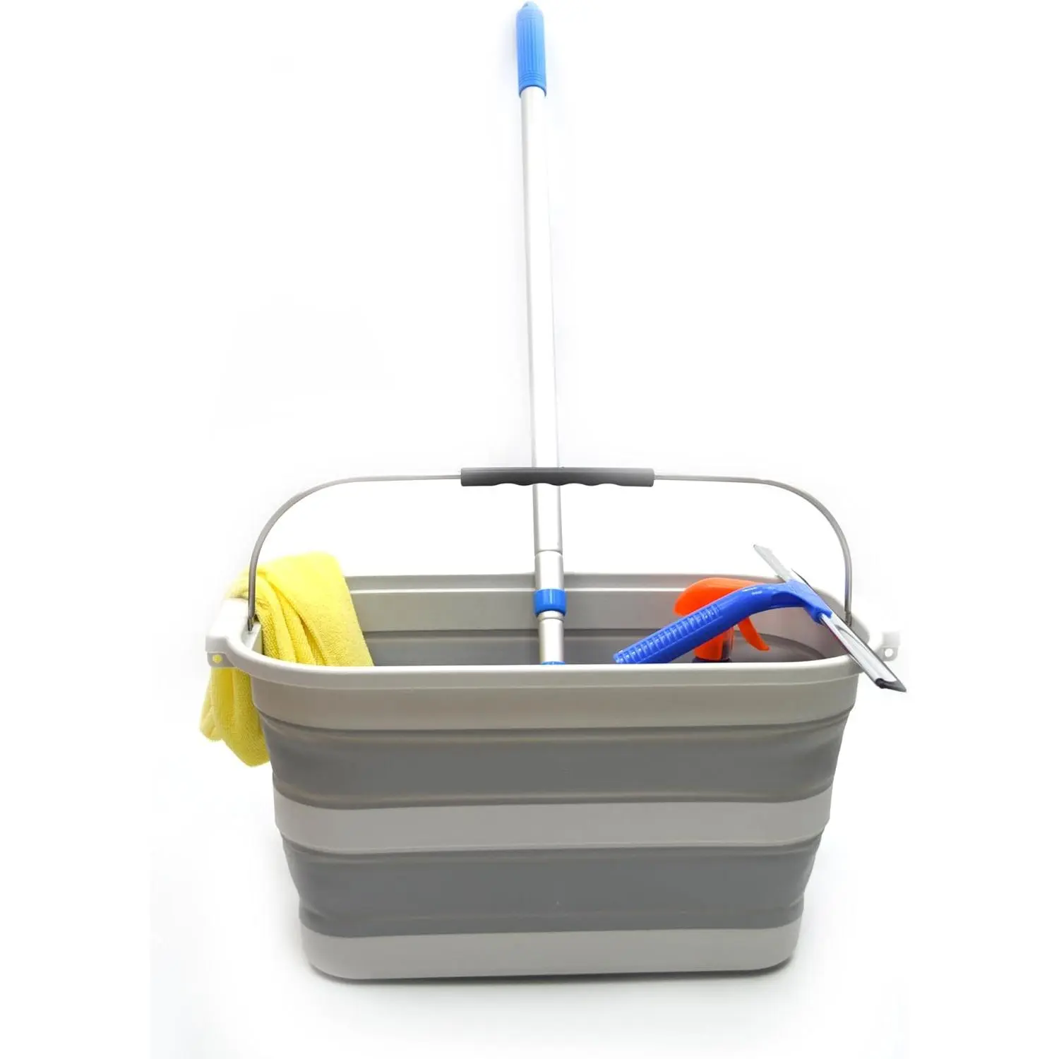 20.8L (5.49Gallon) Collapsible Rectangular Handy Basket/Bucket, Foldable Mop Bucket for House Cleaning, Car Washing, Portable Handy Laundry Storage (S. Grey)