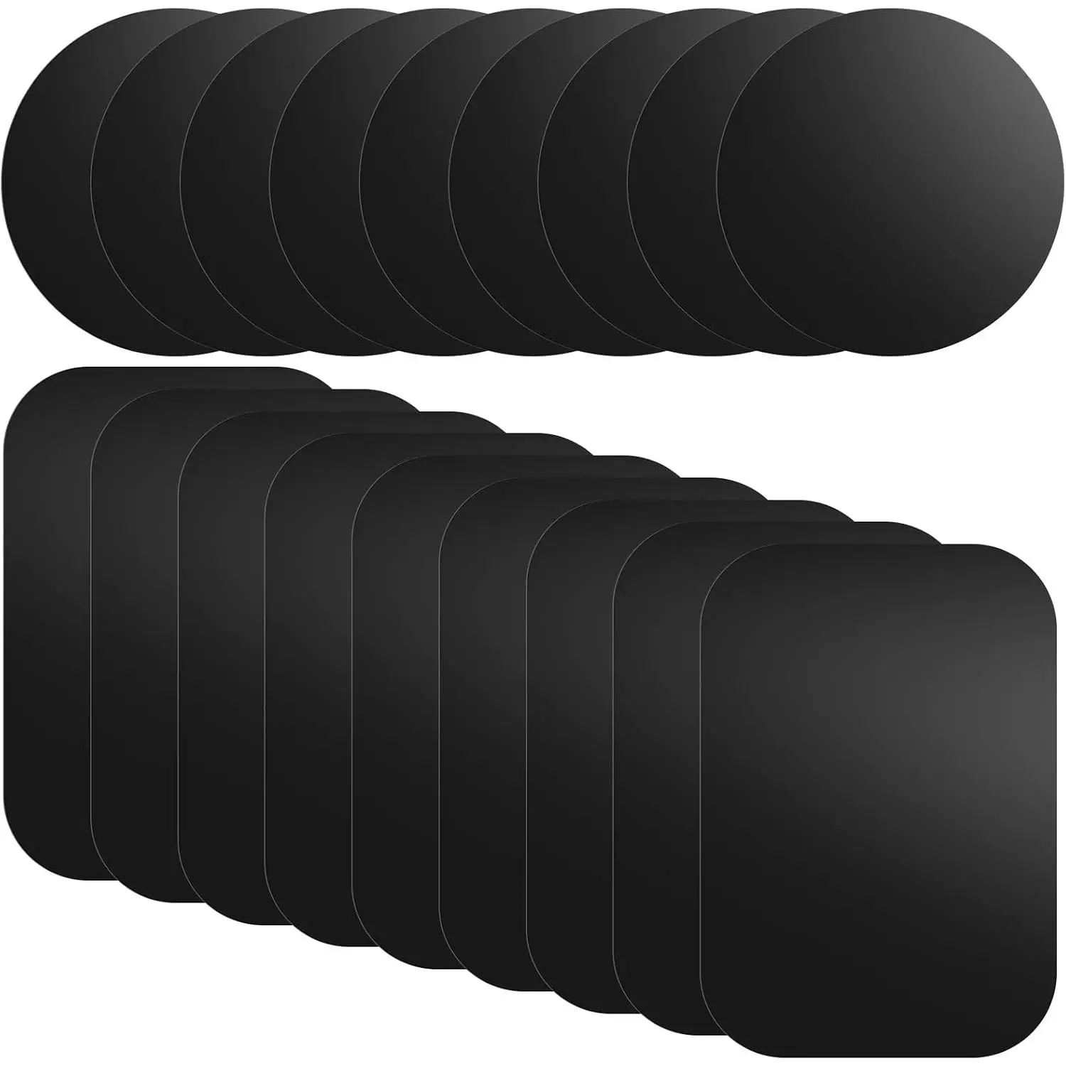 20 count  for Phone Case Black   Metal Plates for Magnetics Mount, Rectangular Round