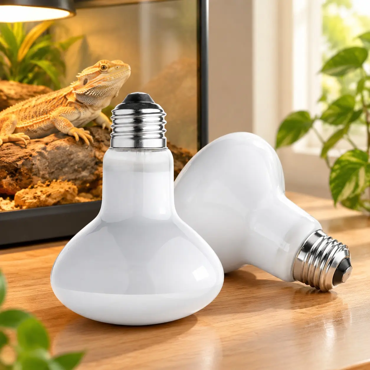 Reptile Heat Lamp Bulb 100W UVA Daylight Basking Spot Light for Bearded Dragon Turtle Lizard Snake Tortoise Chameleon Amphibians 2 PackGift
