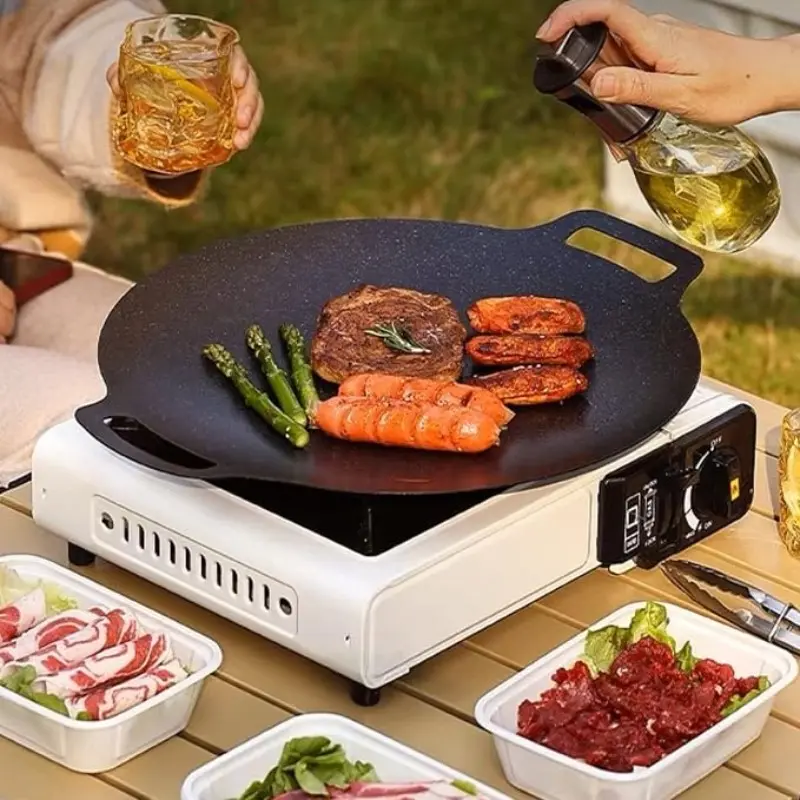 Non-Stick Grill Pan, Even Heat Distribution, Durable Triple-Layer Base, Easy Clean, Perfect for Steak and Seafood, Ideal for Home and Outdoor Use
