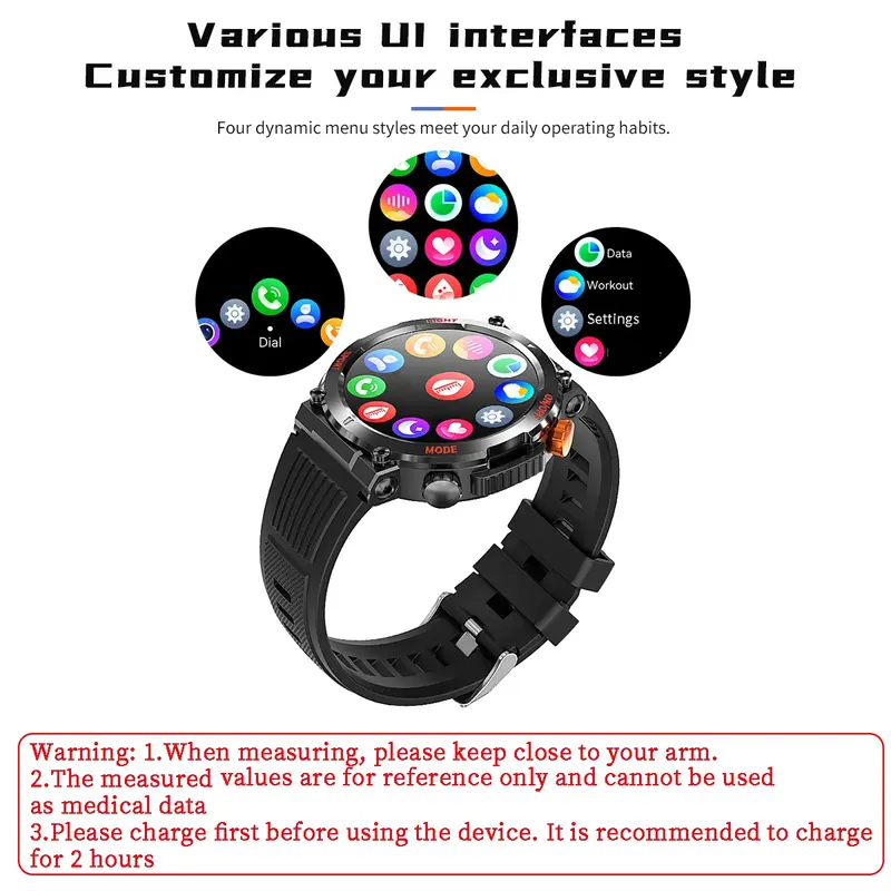 Military Smartwatches (Call Reception/Number Dialing) with LED Flashlight 1.46-inch High-Definition Outdoor Tactical Strong Smart Watch for Sports and Fitness Tracking, Weather , Information Push Voice Assistant, Clock Display Suitable for IOS and Android Military Smartwatches (Call Reception/Number Dialing) with LED Flashlight 1.46-inch High-Definition Outdoor Tactical Strong Smart Watch for Sports and Fitness Tracking, Weather , Information Push Voice Assistant, Clock Display Suitable for IOS and Android