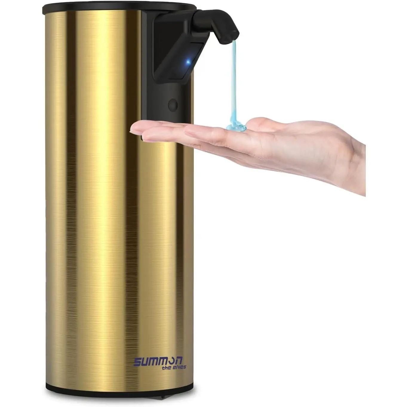Stainless Steel Automatic Soap Dispenser with 4-Level Adjustable, Touchless Electric Battery Operation for Bathroom and Kitchen, 350ml Liquid Dispenser with Smart Sensor (Gold)