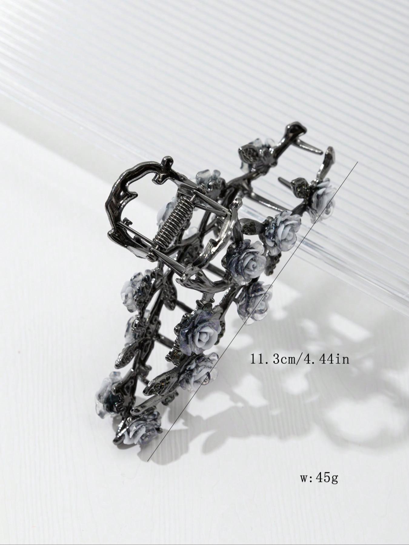 Summer Vintage Elegant Unique Rose Design Hair Claw Clip For Women, Fashion All-match Hair Accessories, Daily Decoration, Flower Hair Clips