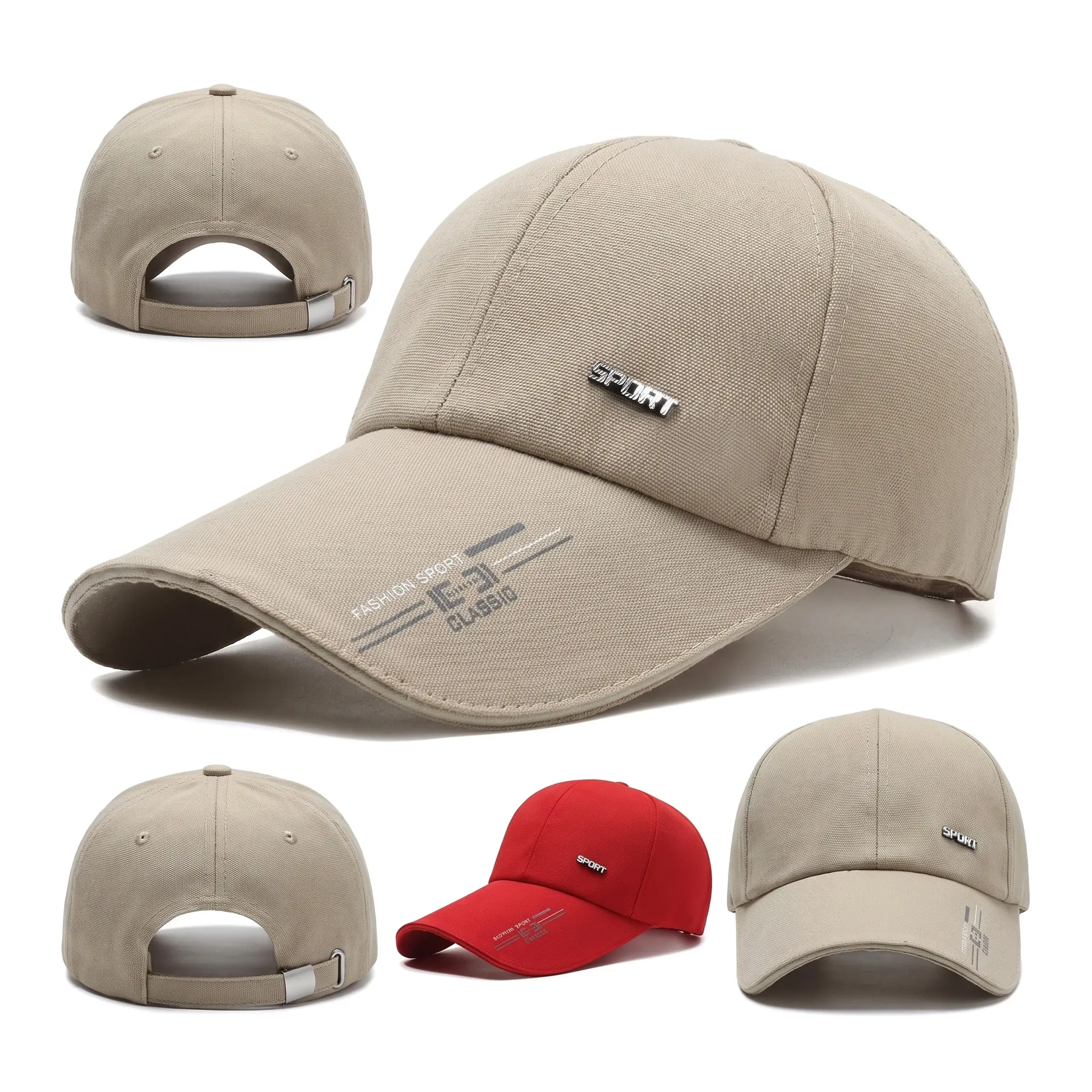 All Day Sun Protection Baseball Cap Breathable Canvas Cotton For Fishing Hiking Outdoor Casual Sporty Fit Large Head Size Hard Brim
