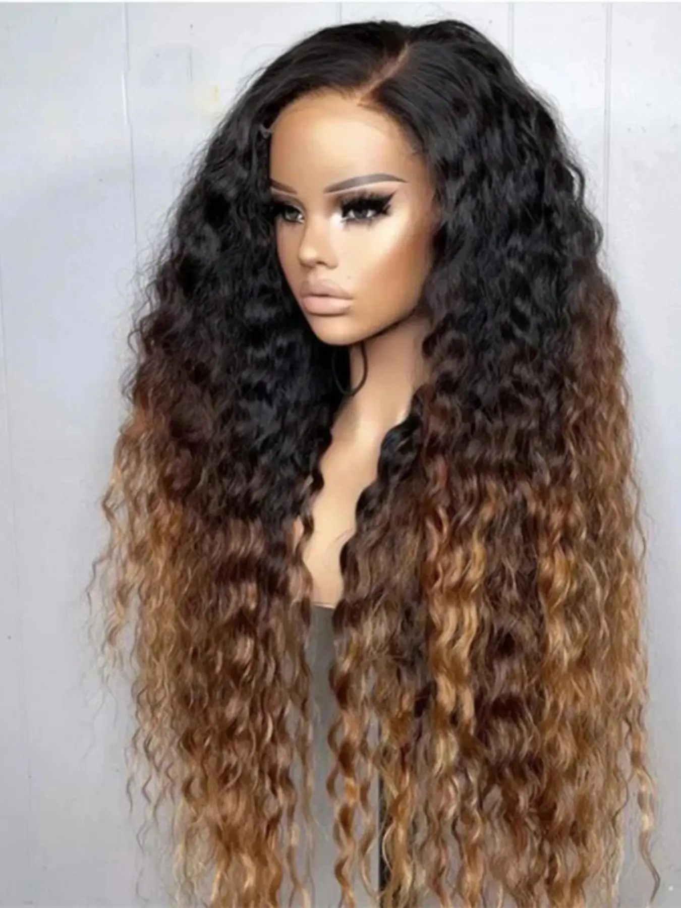 Gradient Soft Long 26 Inch 180 Density Twist Curl Deep 13x4x1 Front Lace Wig, Long Hair Wig, Natural Looking Wig, Glueless Heat Resistant Daily Wear Curly Wigs Synthetic Fiber Wig