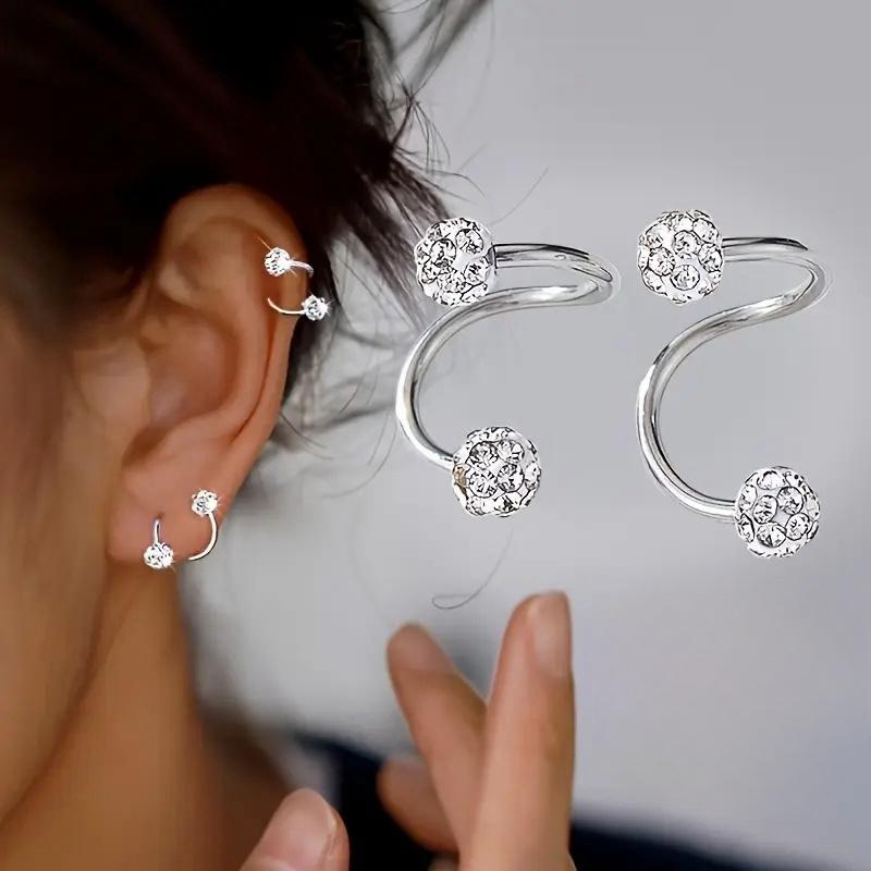 Women's Fashion Earrings Inlaid with Artificial Zircon Irregular Shape Earrings