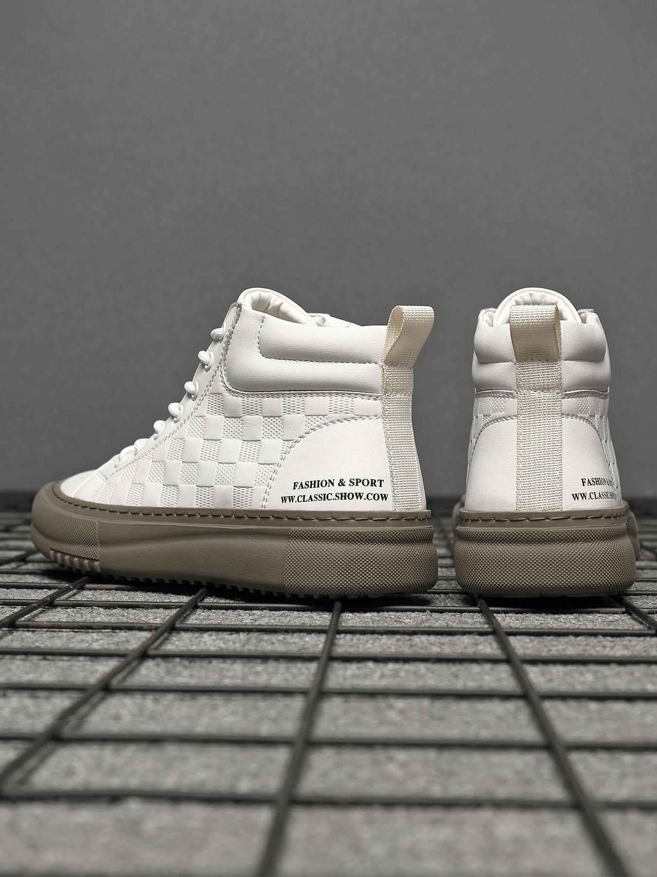 Shoes for Men, Fashionable Geometric Pattern Lace Up Leather Closed Toe Ankle Boots, Casual Comfortable Outdoor Sports Boots for Daily Wear, Male All-match Shoes for Fall & Winter Boots For Men, New Winter Boots