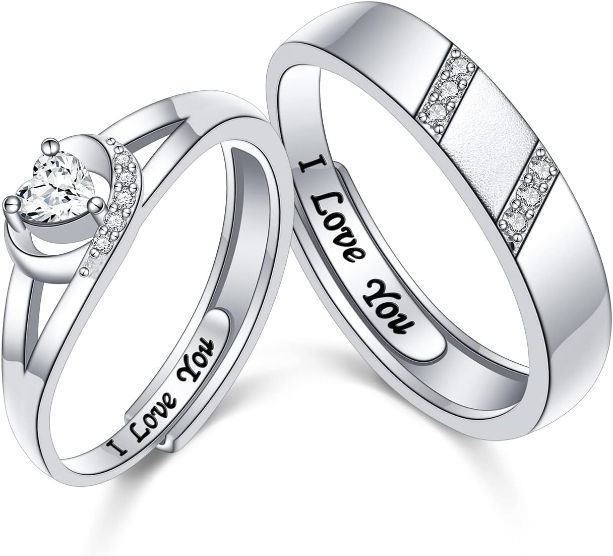 Couple's ring, 925 sterling silver couple's promise ring, romantic love couple's jewelry gift, adjustable engagement wedding ring, couple's gift, holiday gift, anniversary gift