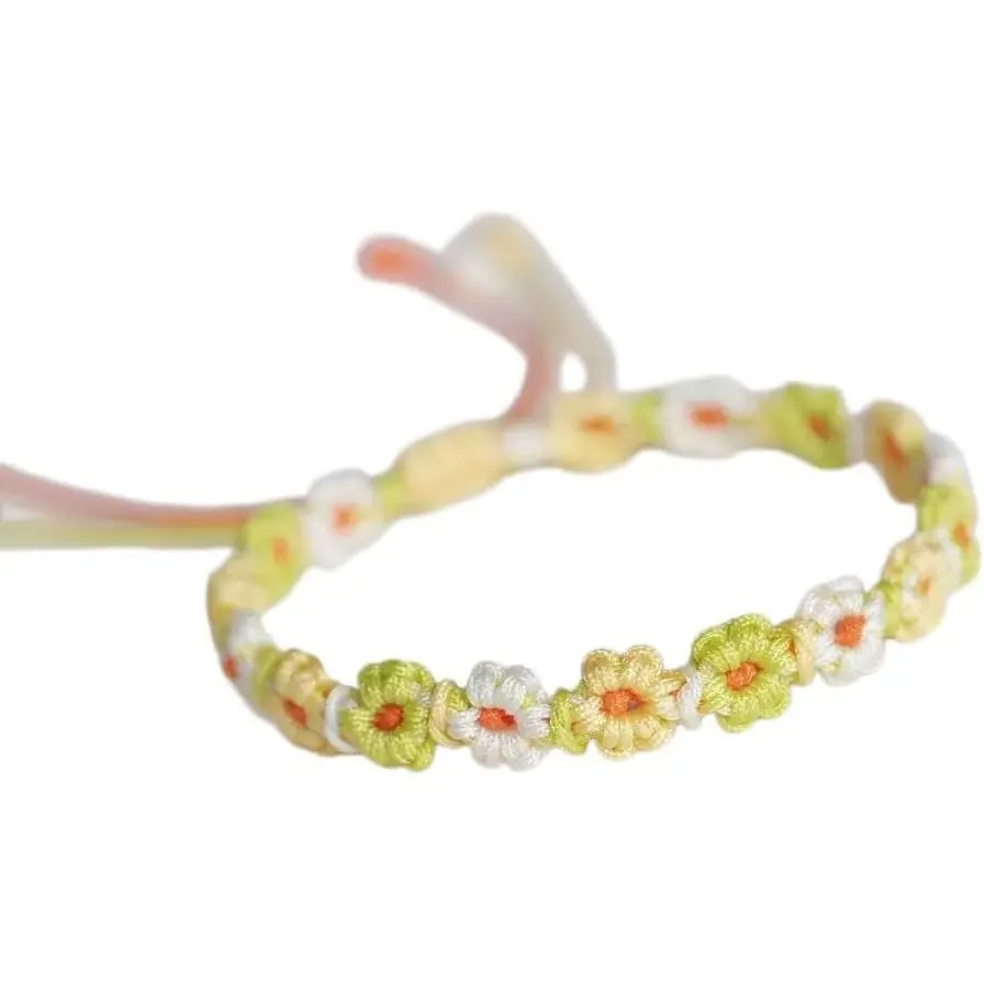 Cute Daisy Flower  Bracelets  Colorful Braided Rope Friendship Adjustable Flower Bracelets Women Summer Beach  Birthday Gifts