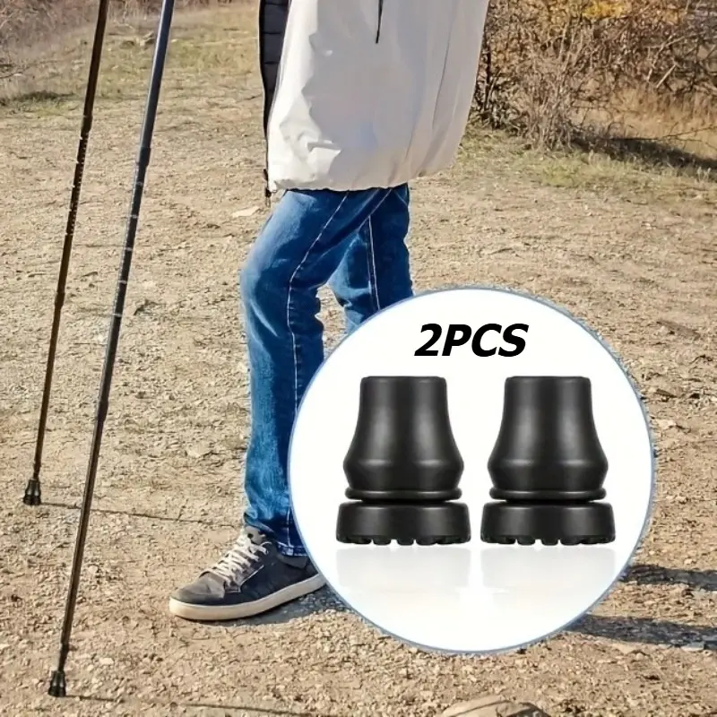 Rubber Cane Tips Set of 2, Lock Ring Design, Easy Installation Replacement Cane Tips, Suitable for Most Canes and Walker Sticks, Durable, Universal Fit