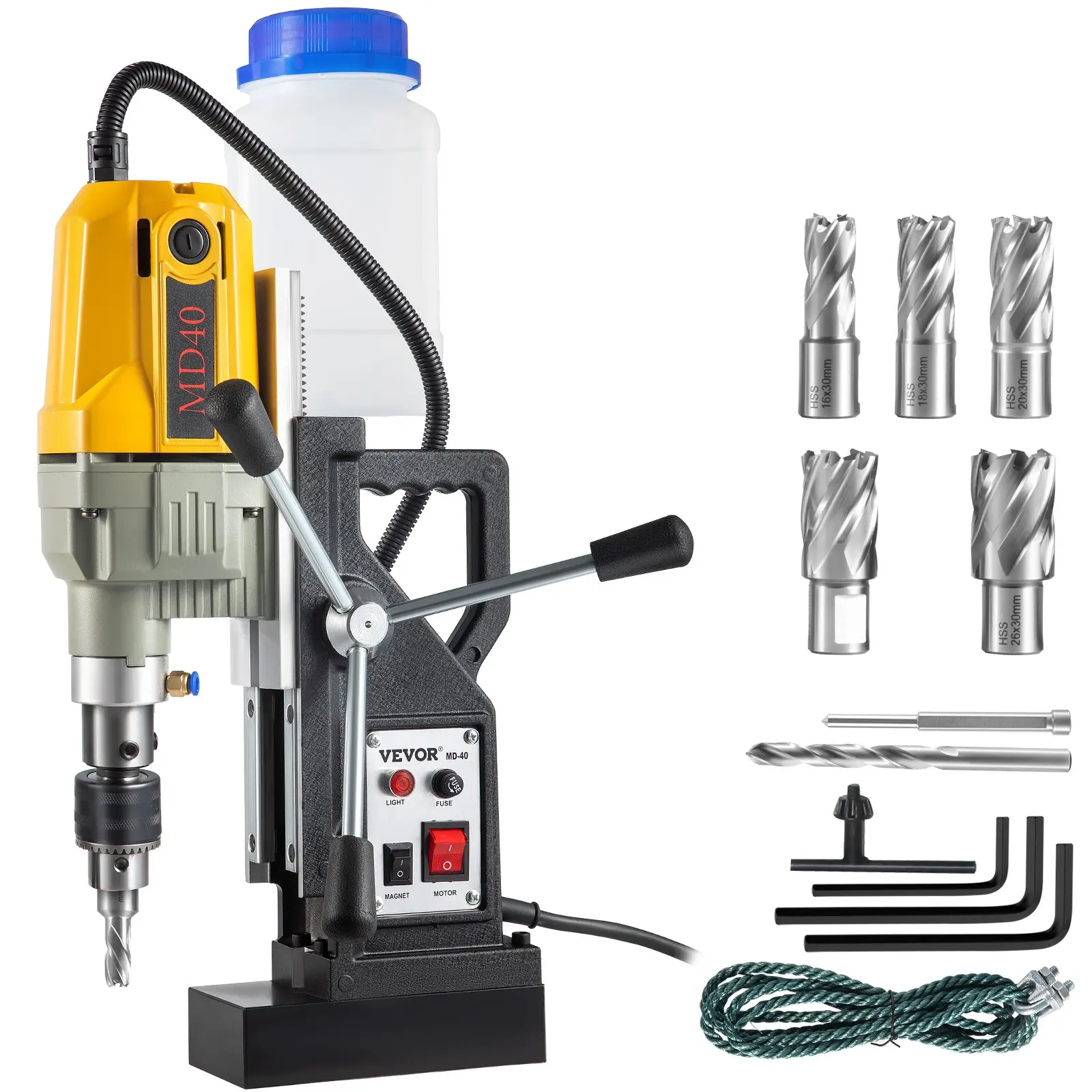 【DealsForYouDays】VEVOR Magnetic Drill, 1100W 1.57 Boring Diameter, 2697lbf/12000N Portable Electric Mag Drill Press with 7 Bits, 580 RPM Max Speed Drilling Machine for any Surface and Home Improvement