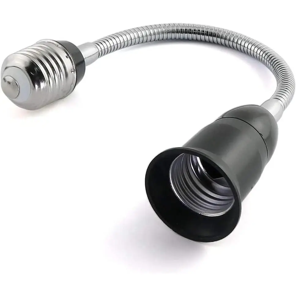 1 count Black E27-E27 Lamp Holder Extender 30CM Flexible Gooseneck Extension Adaptor Screw Socket Extender