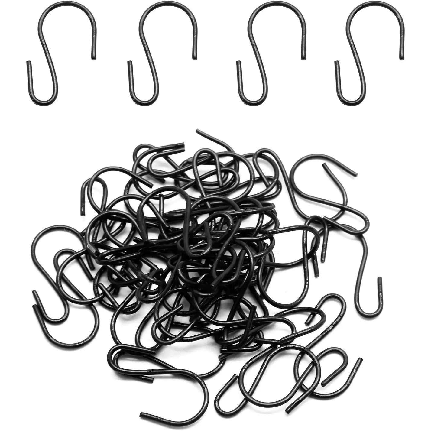 50PCS S Shaped Hooks 1 Inch Mini Ornament Storage Hooks for Hanging Jewelry Small Kitchenware Potted Plants, Black