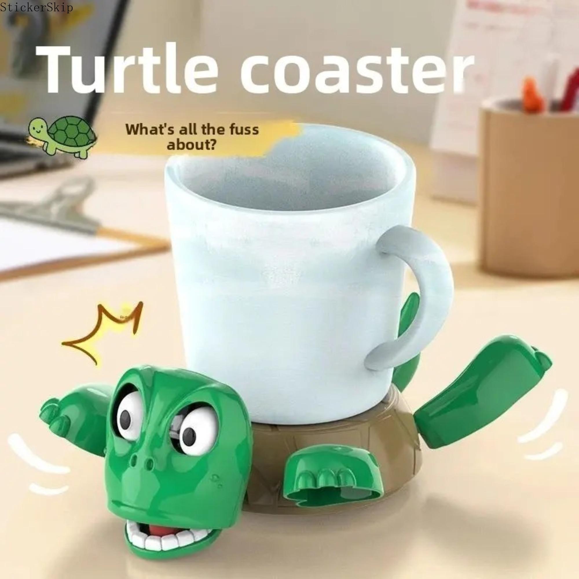 2026 Funny Turtle Coaster Desk Toy – Press Me Cute Turtle Cup Holder, Stress Relief Fidget Desk Decor for Office & Home, Creative Novelty Gift for Coworkers, Friends & Coffee Table Setup