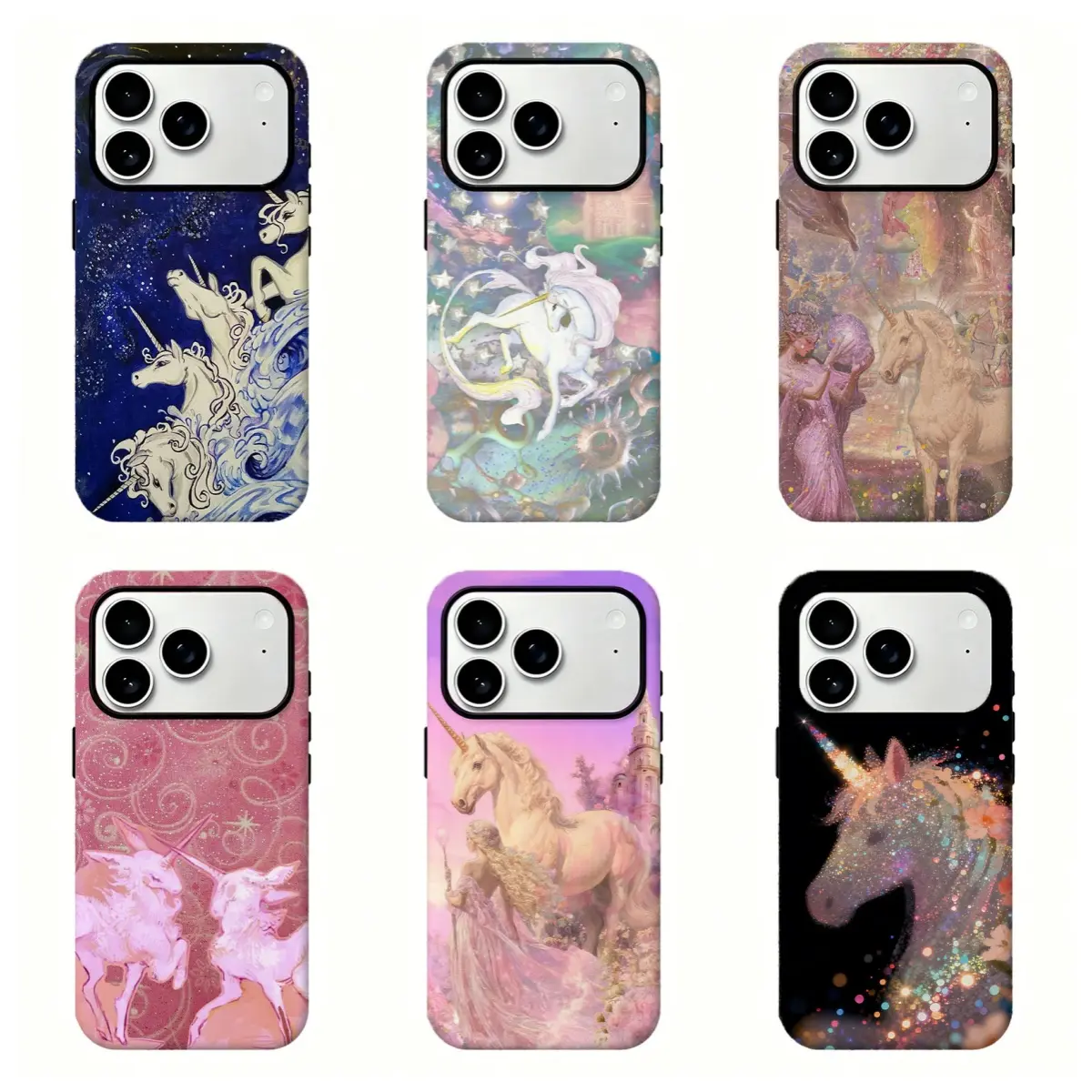 Magical Glitter Unicorn Phone Case, Fairy Tale Art Print, Cute Girly Aesthetic Case Cover For iPhone 17 Pro Max 16 15 14 13 12 11 for Samsung S21 S22 S23 S24 S25 Phone Case,Perfect Holiday Gift